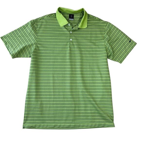 Vintage Nike Golf Dri‑FIT Polo Shirt Men’s XL‎ Green Striped Performance Swoosh - Picture 1 of 4